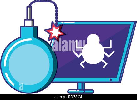 desktop computer with bomb vector illustration design Stock Vector