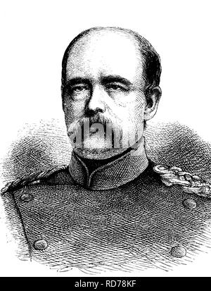 Prince Otto von Bismarck, 1815 - 1898, first Chancellor of the German Empire, historical woodcut, circa 1880 Stock Photo