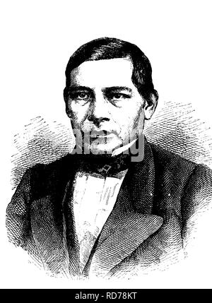 Benito Juarez, 1806 - 1872, President of Mexico from 1861 - 1872, historical woodcut, circa 1880 Stock Photo