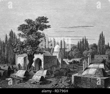 Caliph's tomb in Damascus, Syria, historical woodcut, 1870 Stock Photo