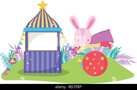 cute circus rabbit with layer in balloon Stock Vector