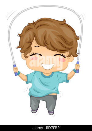 Illustration of a Kid Boy Using Jumping Rope Stock Photo