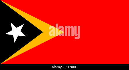 National flag of the Democratic Republic of Timor-Leste - East Timor. Stock Photo