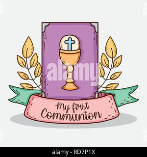 bibble with chaliz and host with branches leaves Stock Vector