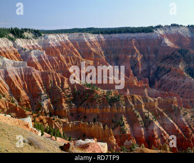 USA, Utah, Cedar Breaks National Monument, Enormous, eroded natural amphitheater, view south from Chessmen Ridge Overlook. Stock Photo