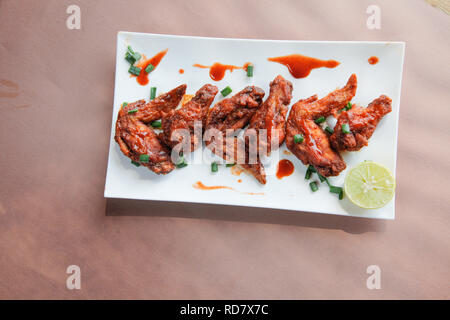 Chipotle Flavoured Chicken Wings Top View Stock Photo