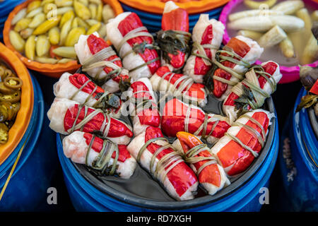 Turkish pickles in local market. Traditional Turkish pickles of various fruits and vegetables. Stock Photo