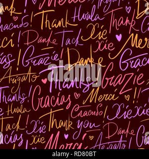 Pattern of Thank you in different languages Stock Vector