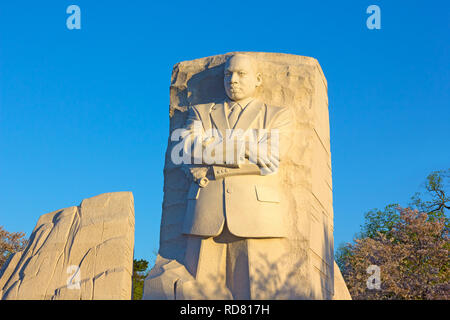 Martin Luther King Jr Memorial in Washington DC at sunrise. Stock Photo