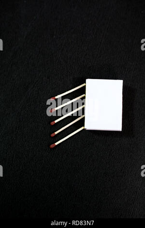 Picture of matches with matches box. Isolated on the white background. Stock Photo