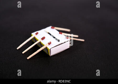 Portrait of matches with matches box. Isolated on the white background. Stock Photo
