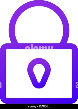 Thin Web icon. Padlock. Sign lock. Purple gradient Stock Vector