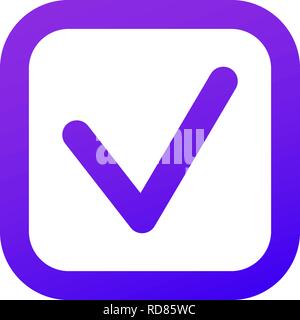 Checkbox icon. Thin Checkmark. Purple gradient Stock Vector