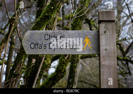 Finger sign for the Offa's Dyke Path, near Capel-y-Ffin, Monmouthshire, Wales Stock Photo
