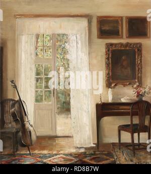 Interior with a cello. Museum: PRIVATE COLLECTION. Author: Holsøe, Carl. Stock Photo