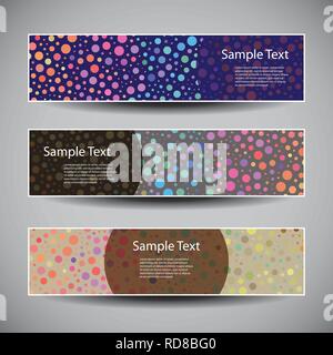 Set of Modern Styled Colorful Horizontal Headers or Banners with Abstract Designs for Advertisement or Announcement - Illustration, Vector Stock Vector