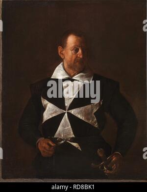 Portrait of Fra Antonio Martelli (Knight of Malta). Museum: Palazzo Pitti, Florence. Author: CARAVAGGIO. Stock Photo