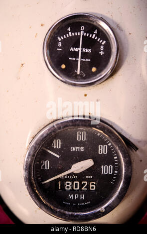 Detail of the speedometer on a vintage motorbike Stock Photo