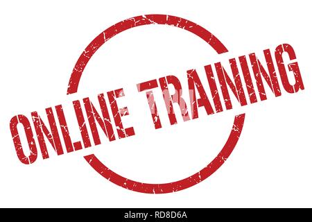 online training red round stamp Stock Vector