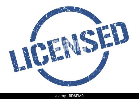 licensed blue round stamp Stock Vector