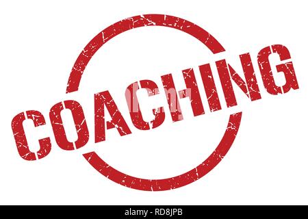 coaching red round stamp Stock Vector