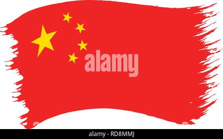 Vector illustration of brushstroke painted national flag of China Republic isolated on white background Stock Vector