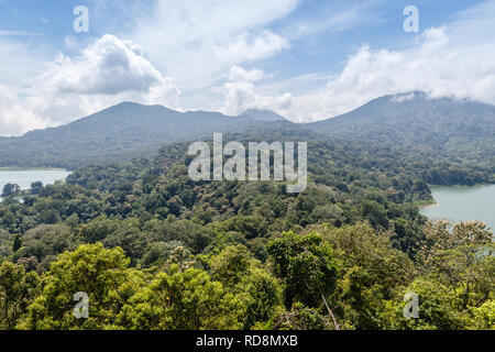 View of Buyan lake (Danau Buyan) and Tanblingan lake (Danau Tamblingan) from the top. Bedugul, Buleleng, Bali, Indonesia. Stock Photo