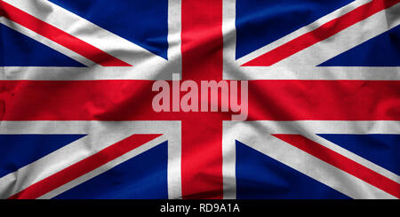 Wide angle banner of the British Union Jack flag or Union Flag in a textured full frame background view Stock Photo