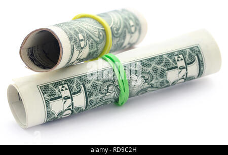Rolled US Dollar over white background Stock Photo