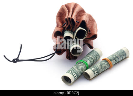 Rolled US Dollar over white background Stock Photo