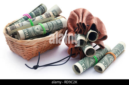 Rolled US Dollar over white background Stock Photo