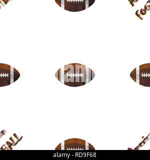 Creative seamless vector pattern with american football balls. Stock Vector
