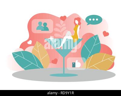 Landing page template. Home page for dating web site. Vector illustration Stock Vector