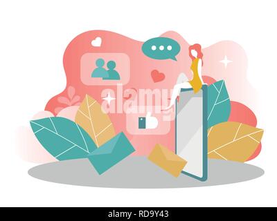 Landing page template. Home page for dating web site. Vector illustration Stock Vector
