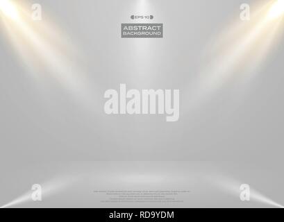 Abstract of lights studio room presentation on gradient white background, vector eps10 Stock Vector