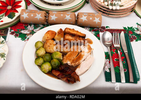 Traditional turkey Christmas dinner Stock Photo