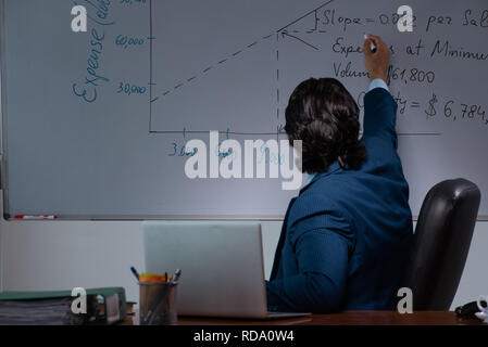 Financial specialist working late in the office Stock Photo