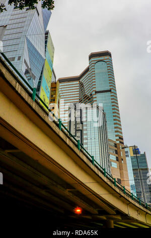 Skyscrapers in Hong Kong, Amaze with a variety of buildings and styles. 31 December 2018. Stock Photo