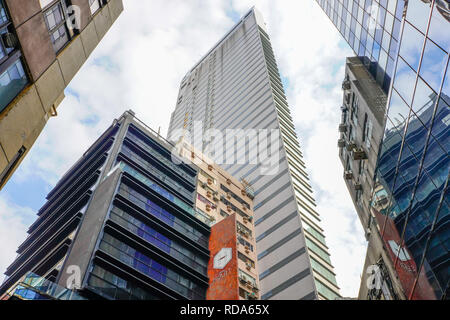 Skyscrapers in Hong Kong, Amaze with a variety of buildings and styles. 31 December 2018. Stock Photo