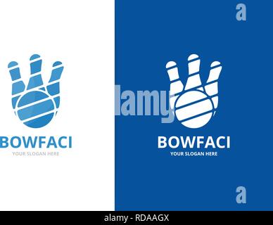 Vector bowling logo combination. Game symbol or icon. Unique kegling logotype design template. Stock Vector