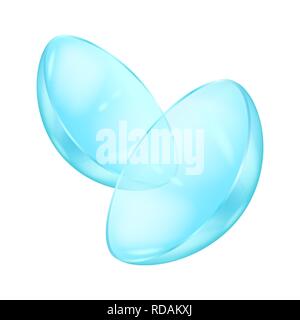 Close view on pair of eye contact lenses isolated on whitte Stock Vector