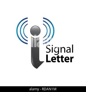 Signal initial letter i logo concept design. Symbol graphic template element vector Stock Vector