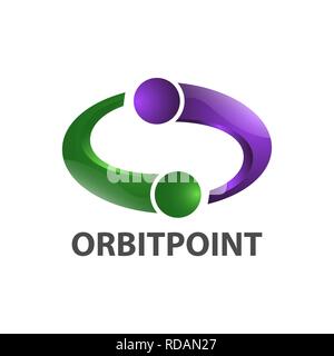 Shiny swirl orbit point logo concept design. Symbol graphic template element vector Stock Vector