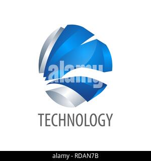 Technology three dimensional style logo concept design. Symbol graphic template element vector Stock Vector