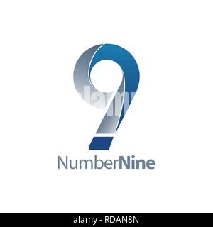 Modern number nine 9 logo concept design. Symbol graphic template element vector Stock Vector