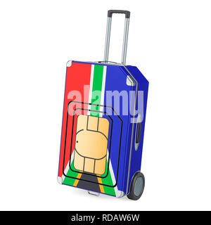 Travel Sim, roaming and traveling in South Africa, 3D rendering isolated on white background Stock Photo