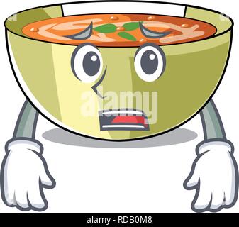 Afraid lentil soup on character wooden table Stock Vector