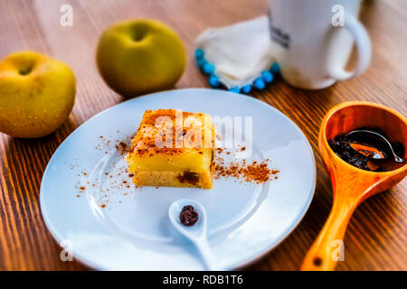 Couscous And Stewed Apples Cake With Cinnamon And Raisins Macrobiotic Recipe Stock Photo Alamy