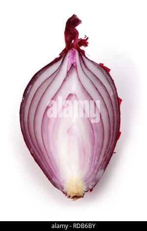 Violet onion slice on a white background, top view. Sliced red onion on ...