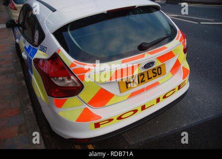 Back of Police Van, Portsmouth, UK. Stock Photo